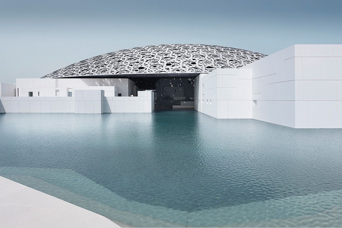Louvre Abu Dhabi on Saadiyat Island — Marsa Al Saadiyat completes the island's masterplan beside the Cultural District